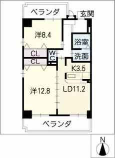 グランドゥール河田【5階】の間取り