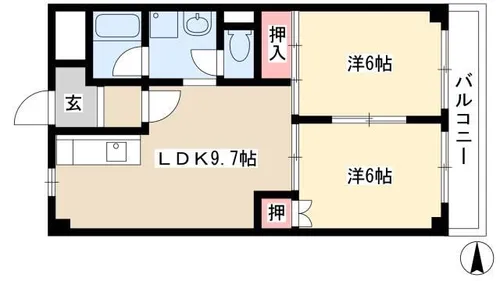 サンドピアリス【2-B号室】の間取り