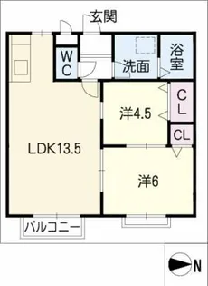 シティハイツ畔北【2階】の間取り