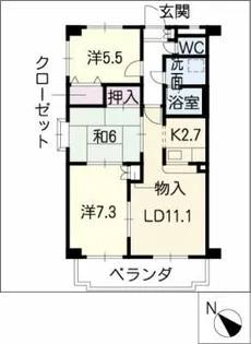 アルテス佐野【5階】の間取り