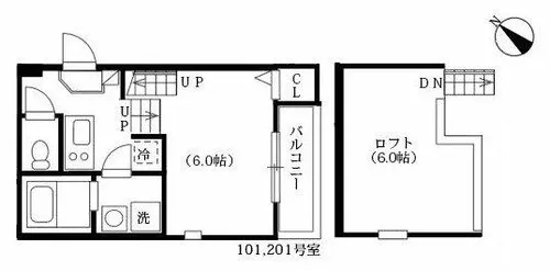 ハーモニーテラス明治【2階】の間取り
