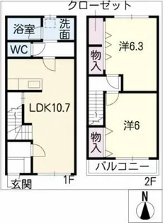 愛知県愛西市須依町北前【タウンハウス】の間取り