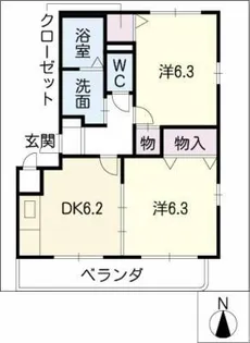 パピヨンフラット【2階】の間取り