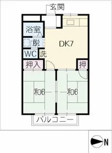 サンハイツ宮脇【2階】の間取り