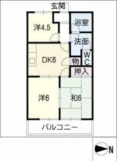 サニーハイツやとみ【2階】の間取り