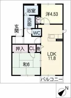 ファミール上町B【2階】の間取り