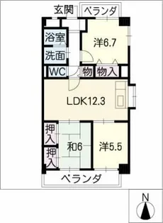 プレシオン猫洞【2階】の間取り
