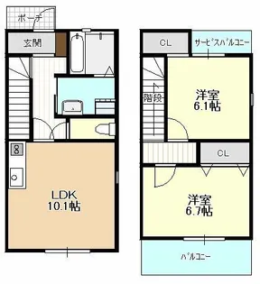 愛知県日進市竹の山4丁目【テラスハウス】の間取り