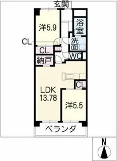 サンパーク庄内通【3階】の間取り