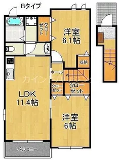 カーサ フェリーチェ【2階】の間取り