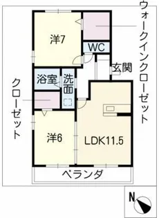 サンヒルズB棟【1階】の間取り