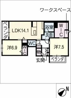 ラシーヌ・コート立花【2階】の間取り