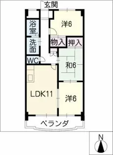 クレストパレス学園前【4階】の間取り