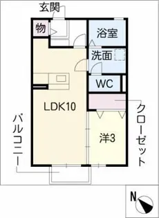 グランコール古見B【1階】の間取り