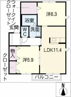 バンブバレA棟【2階】の間取り