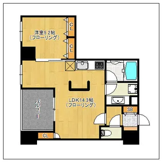 ロイヤルパークス大名【901号室】の間取り