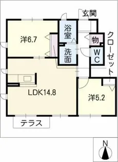 グリーンゲーブルスA棟【1階】の間取り
