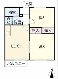 ピュアタウン花園E棟【1階】の間取り