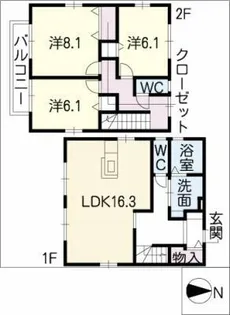 愛知県一宮市向山町1丁目【一戸建】の間取り
