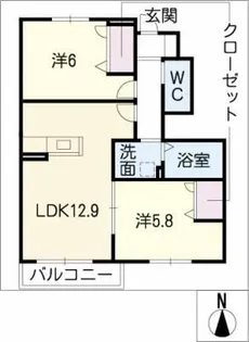 カトルドゥ【1階】の間取り