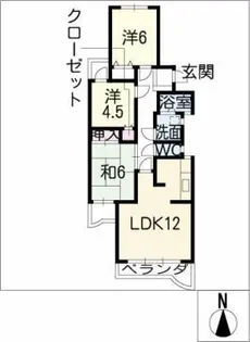 セゾンよもぎ台【1階】の間取り