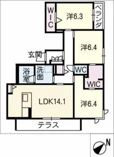 ラ ソルティ【1階】の間取り