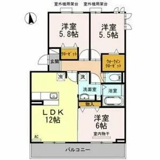 グランディール【3階】の間取り