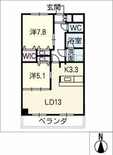 インペリアル南大高【1階】の間取り