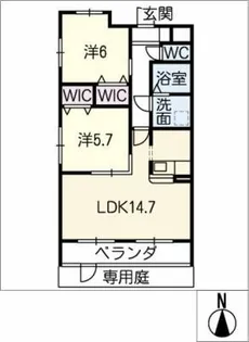 クレスト上名古屋【1階】の間取り