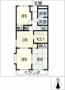 レジアスハイム遼仙【3階】の間取り