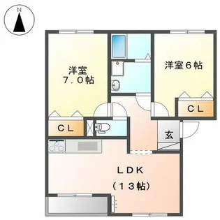 エクシード日比野Ⅱ【1階】の間取り