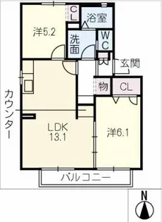 ラ・フォーレⅠ【2階】の間取り