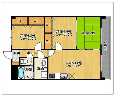 ブラッサムコート新宮【3階】の間取り