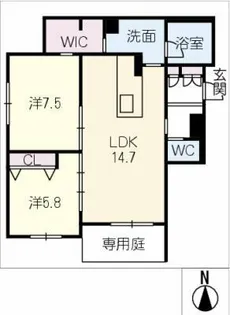 コートヤード元八事【1階】の間取り