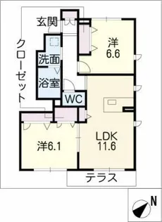 レクサス徳重D棟【1階】の間取り
