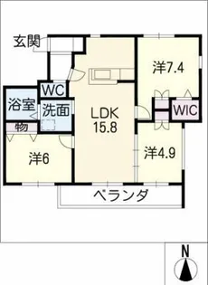 ウッディーコトー猫ヶ洞【2階】の間取り