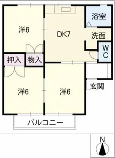 ドゥーライフ西門B棟【2階】の間取り