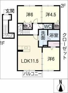 グランシャリオ【2階】の間取り