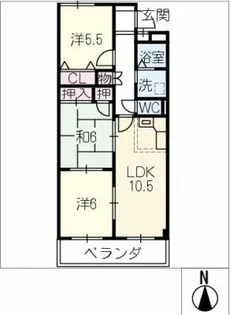 ベルビレッジ上汐田【6階】の間取り