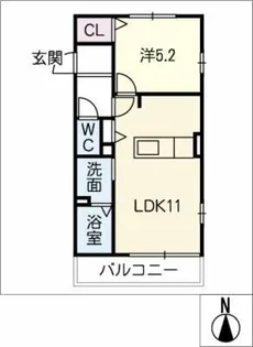 パークサイド岩船B棟【1階】の間取り