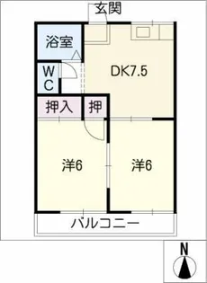 アシュレ花中A棟【1階】の間取り