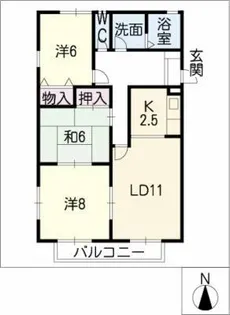 セントラルヒルズB棟【2階】の間取り