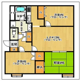 プレザント博多南【201号室】の間取り