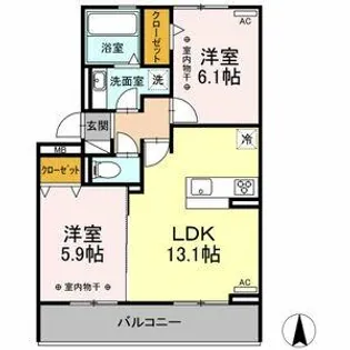DーROOM新木曽川 B【3階】の間取り