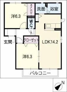 フローラ新知台A【2階】の間取り