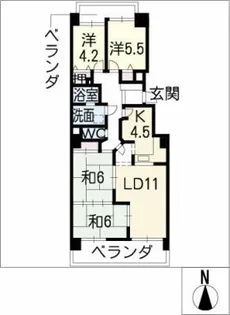 シャトー桜ヶ丘202号【2階】の間取り