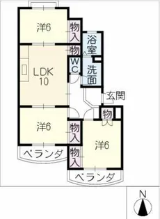 サンフラワーAハイツ【4階】の間取り