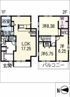 愛知県常滑市字中大流【一戸建】の間取り