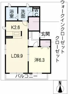 グランポット平地A棟【1階】の間取り