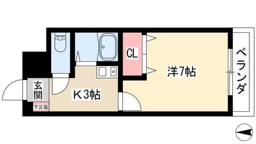 ベルヴィル猪之越【3階】の間取り